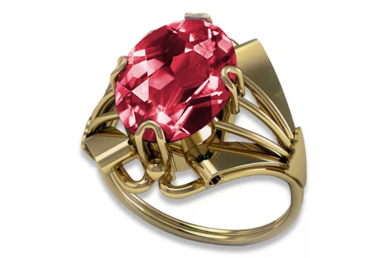 14K Yellow gold Ruby Ring Vintage craft vrc015y